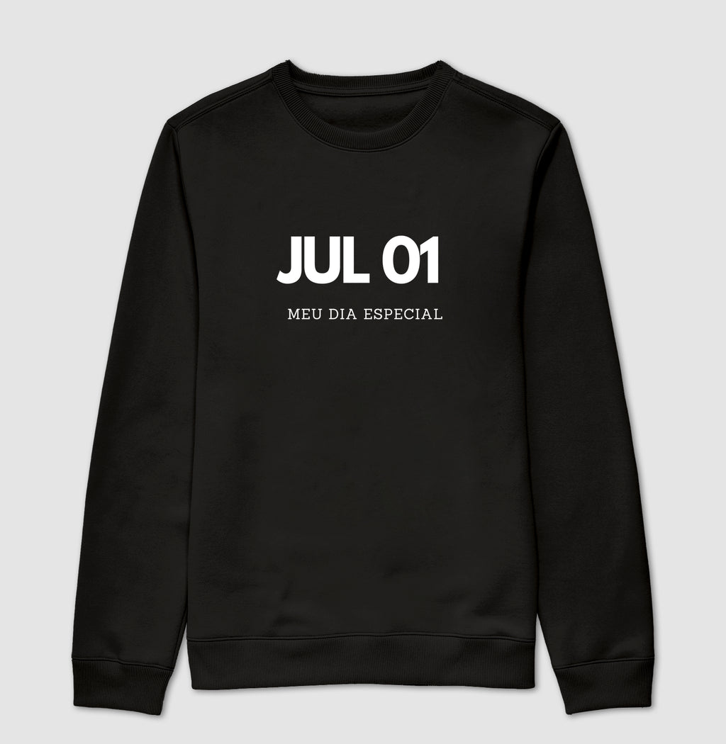 Blusa de Moletom Suéter 01 de Julho Meu Dia Especial