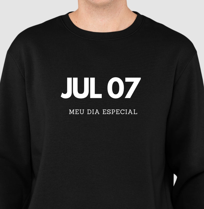 Blusa de Moletom Suéter 07 de Julho Meu Dia Especial