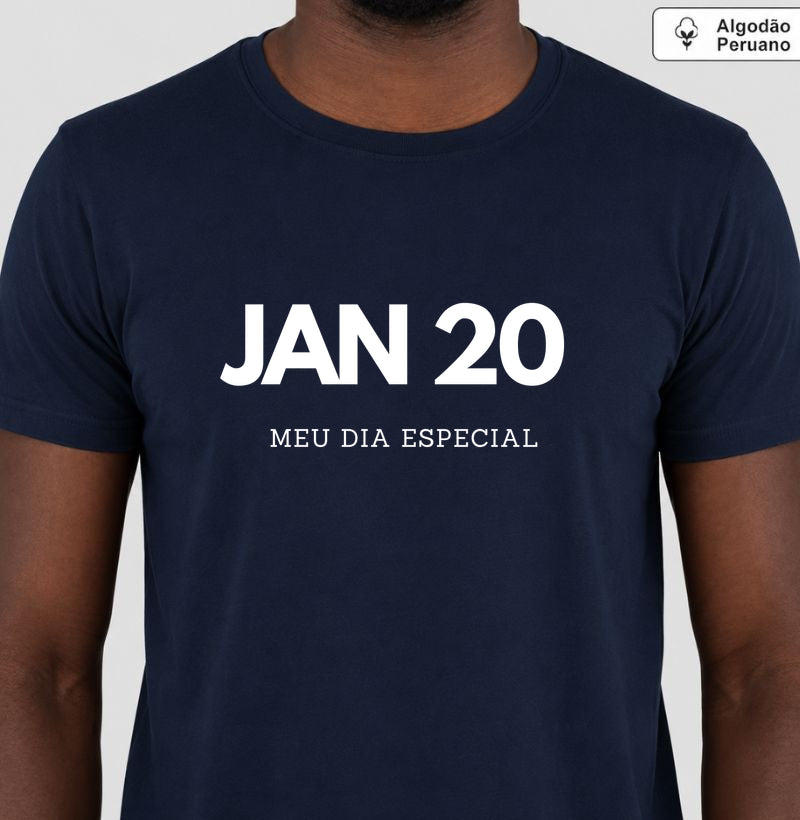 Camiseta Algodão Peruano 20 de Janeiro Meu Dia Especial