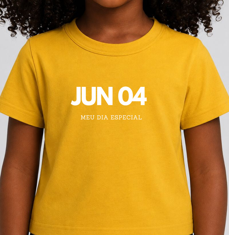 Camiseta Infantil 04 de Junho Meu Dia Especial