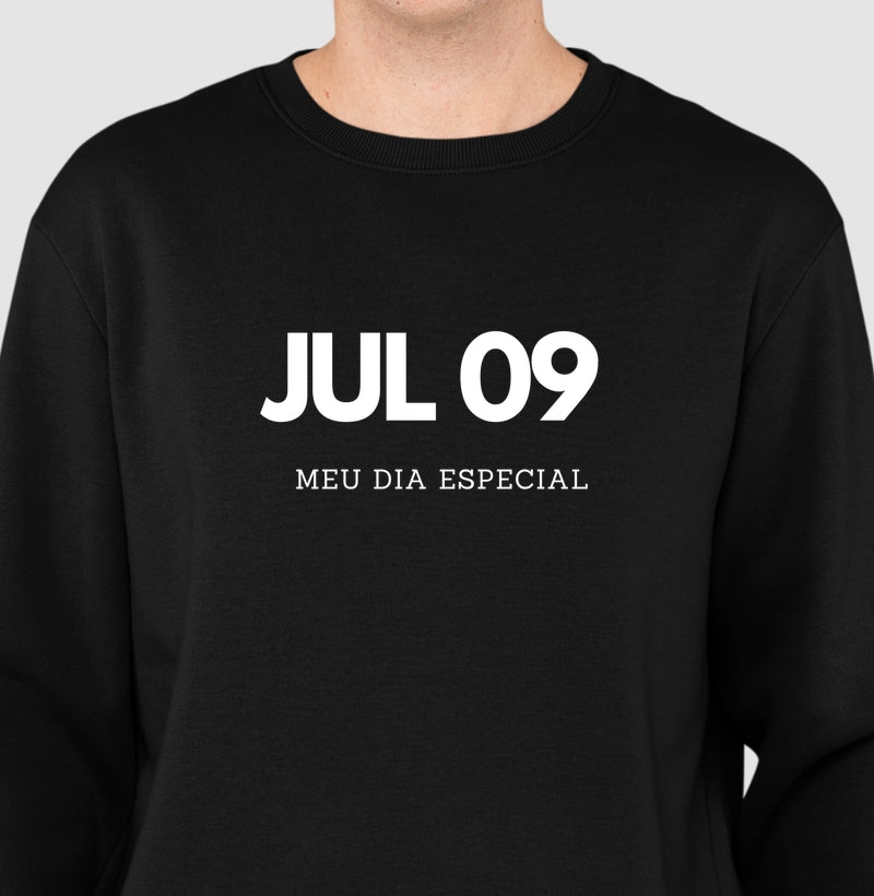 Blusa de Moletom Suéter 09 de Julho Meu Dia Especial