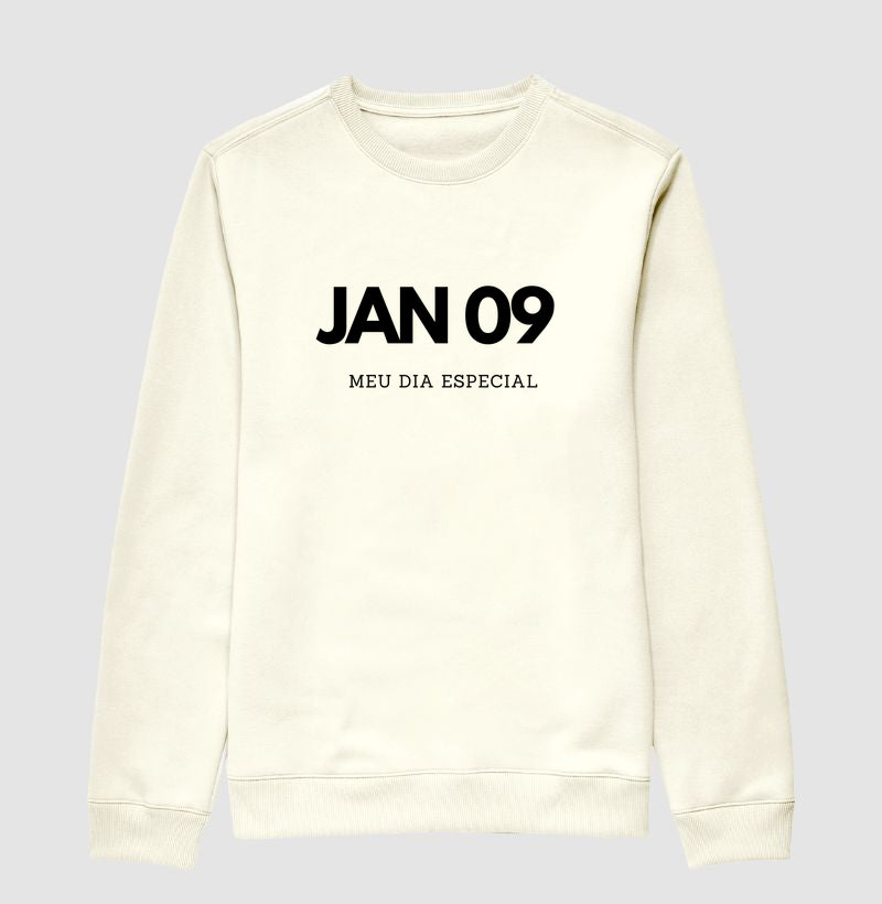 Blusa de Moletom Suéter 09 de Janeiro Meu Dia Especial
