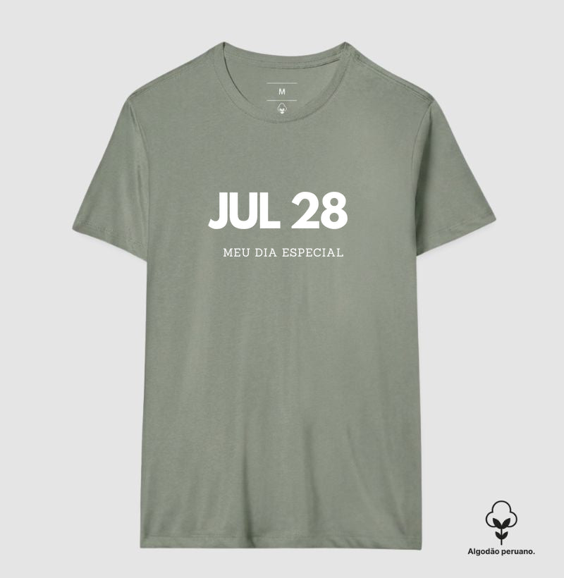 Camiseta Algodão Peruano 28 de Julho Meu Dia Especial