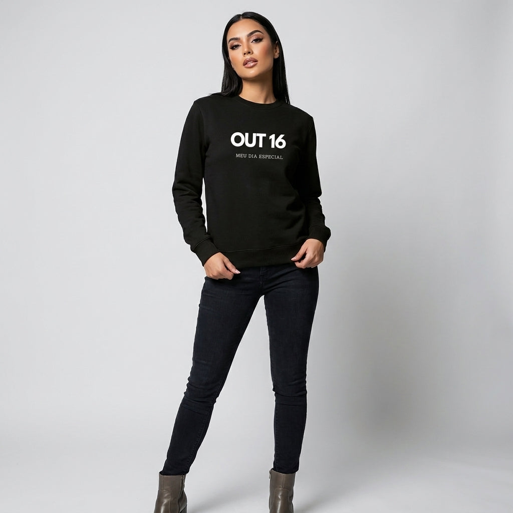 Blusa de Moletom Suéter 16 de Outubro Meu Dia Especial