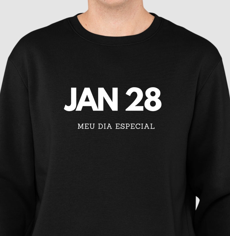 Blusa de Moletom Suéter 28 de Janeiro Meu Dia Especial