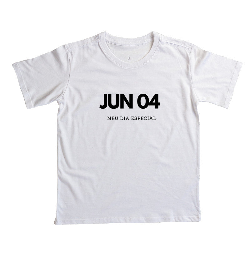 Camiseta Infantil 04 de Junho Meu Dia Especial