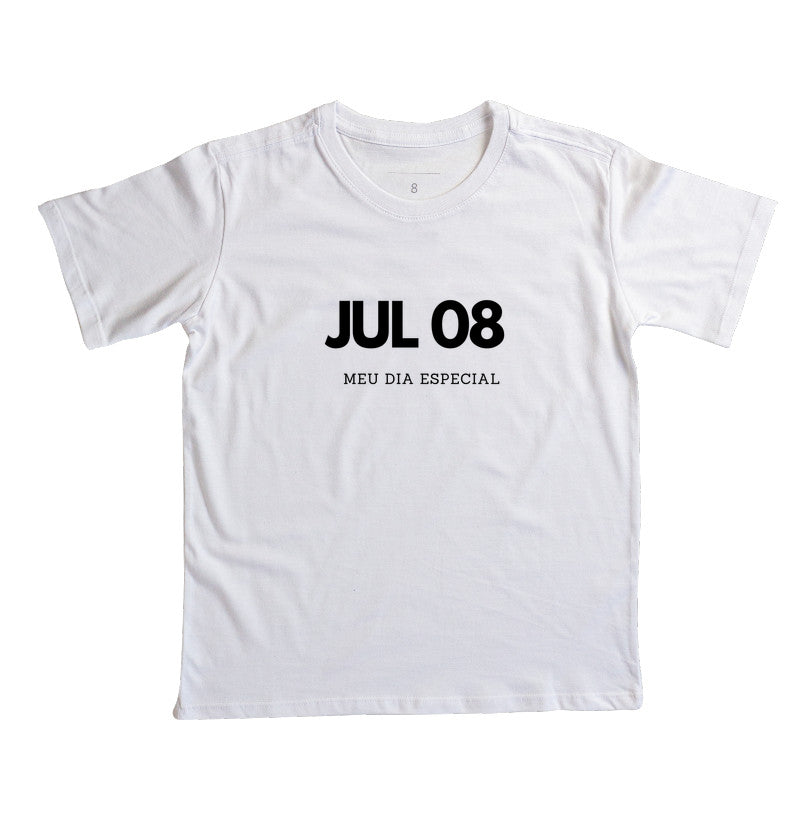 Camiseta Infantil 08 de Julho Meu Dia Especial