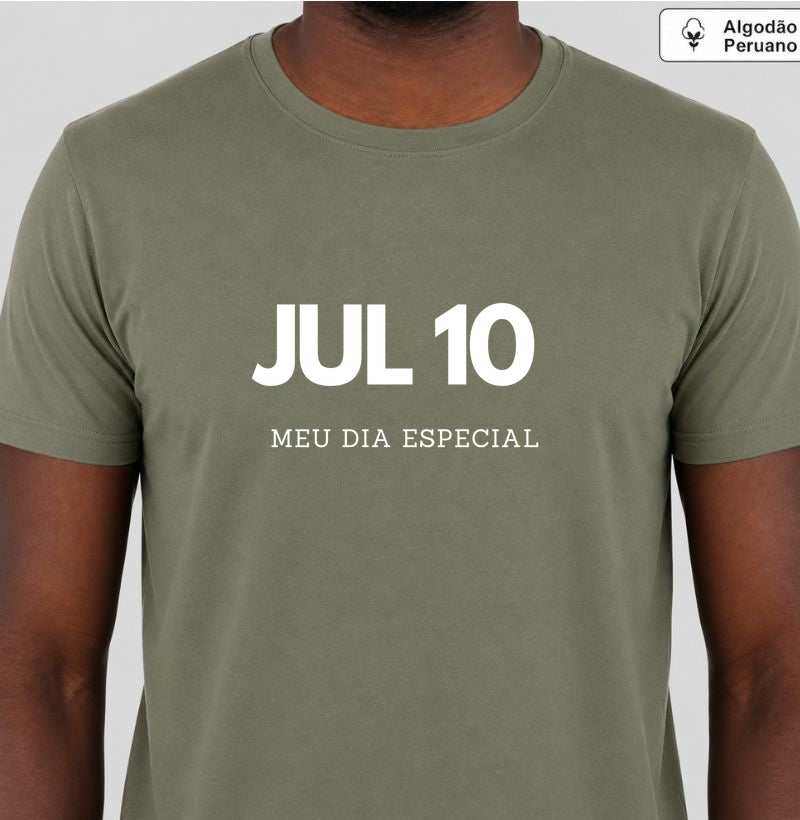 Camiseta Algodão Peruano 10 de Julho Meu Dia Especial