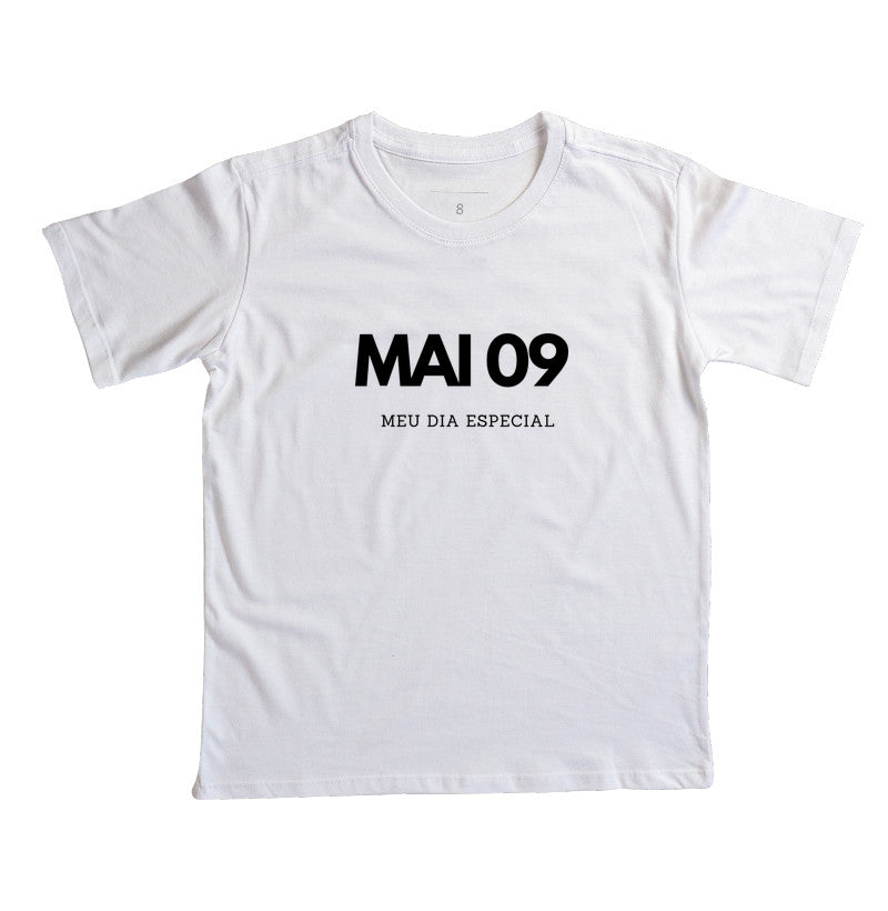 Camiseta Infantil 09 de Maio Meu Dia Especial