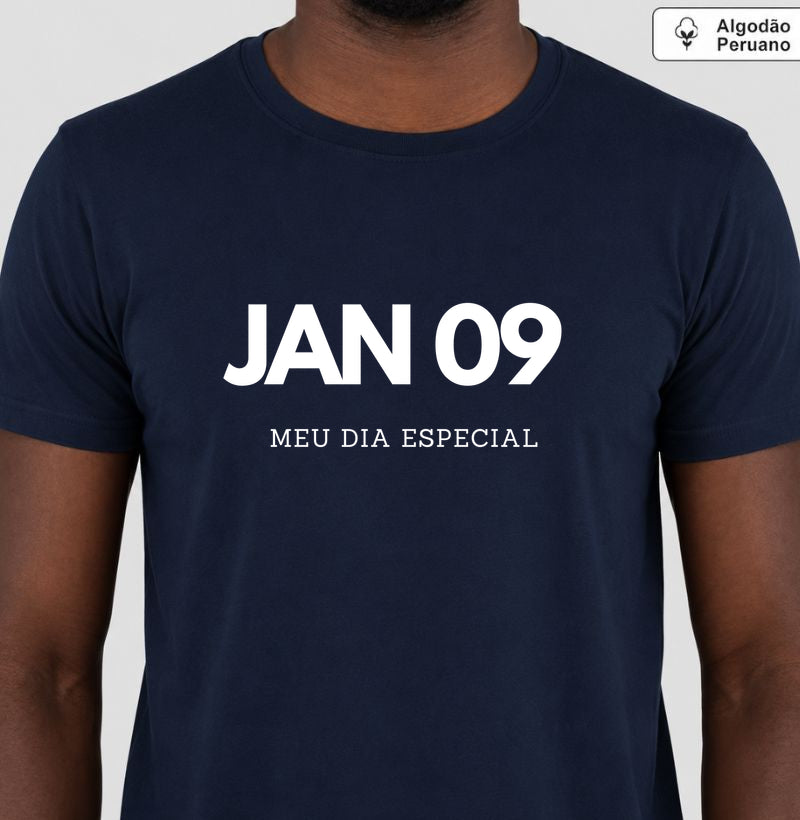 Camiseta Algodão Peruano 09 de Janeiro Meu Dia Especial