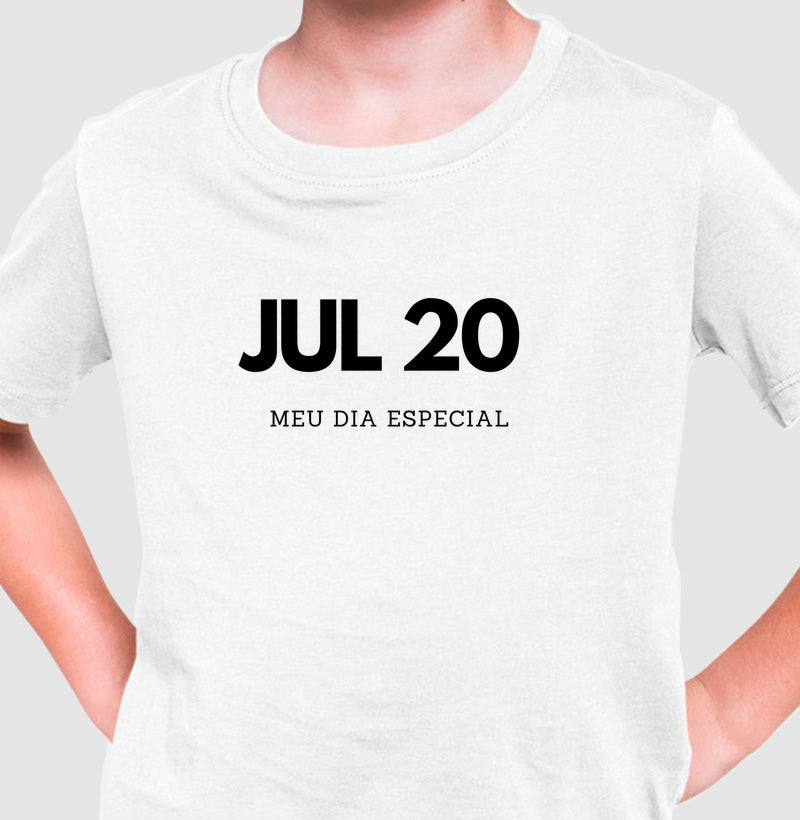 Camiseta Infantil 20 de Julho Meu Dia Especial