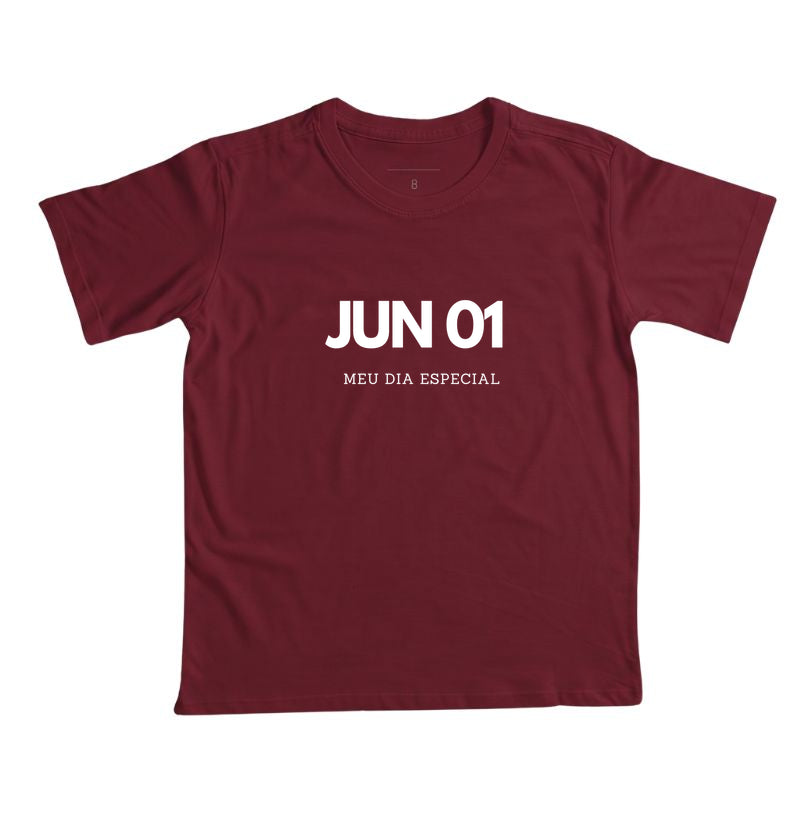 Camiseta Infantil 01 de Junho Meu Dia Especial