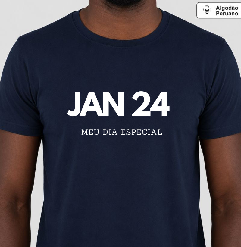 Camiseta Algodão Peruano 24 de Janeiro Meu Dia Especial