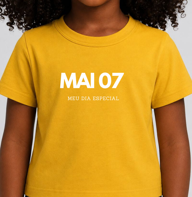 Camiseta Infantil 07 de Maio Meu Dia Especial