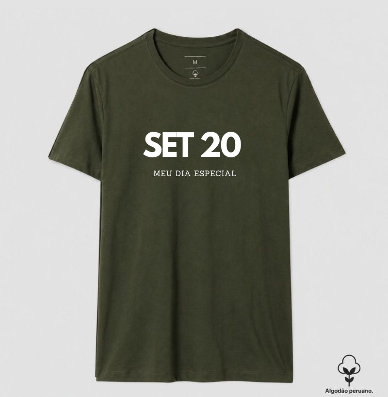 Camiseta Algodão Peruano 20 de Setembro Meu Dia Especial