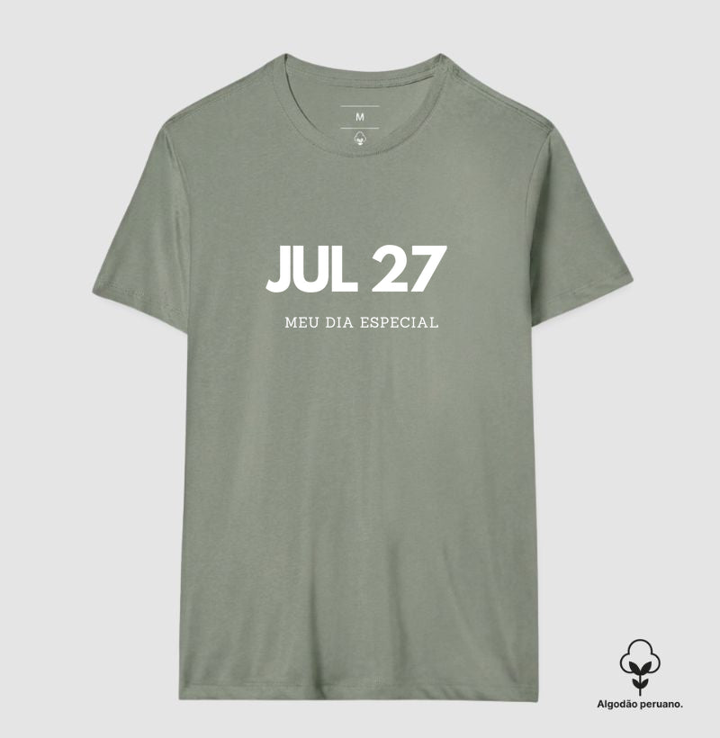 Camiseta Algodão Peruano 27 de Julho Meu Dia Especial