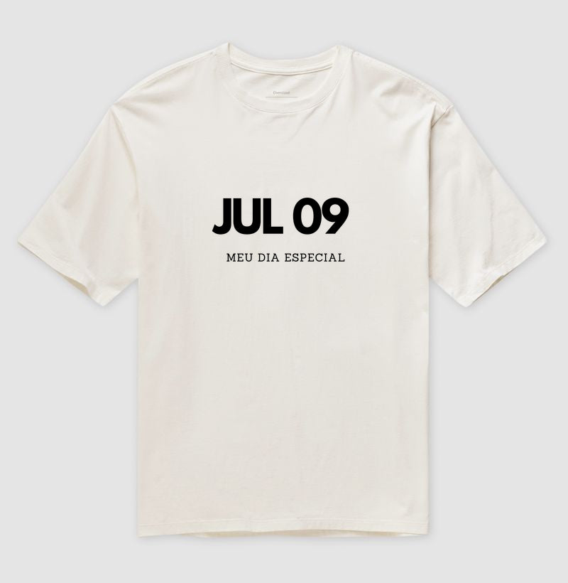 Camiseta Oversized  09 de Julho Meu Dia Especial