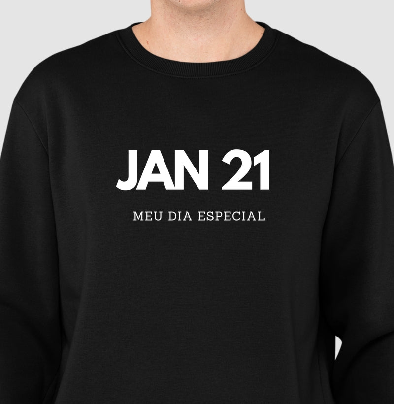 Blusa de Moletom Suéter 21 de Janeiro Meu Dia Especial