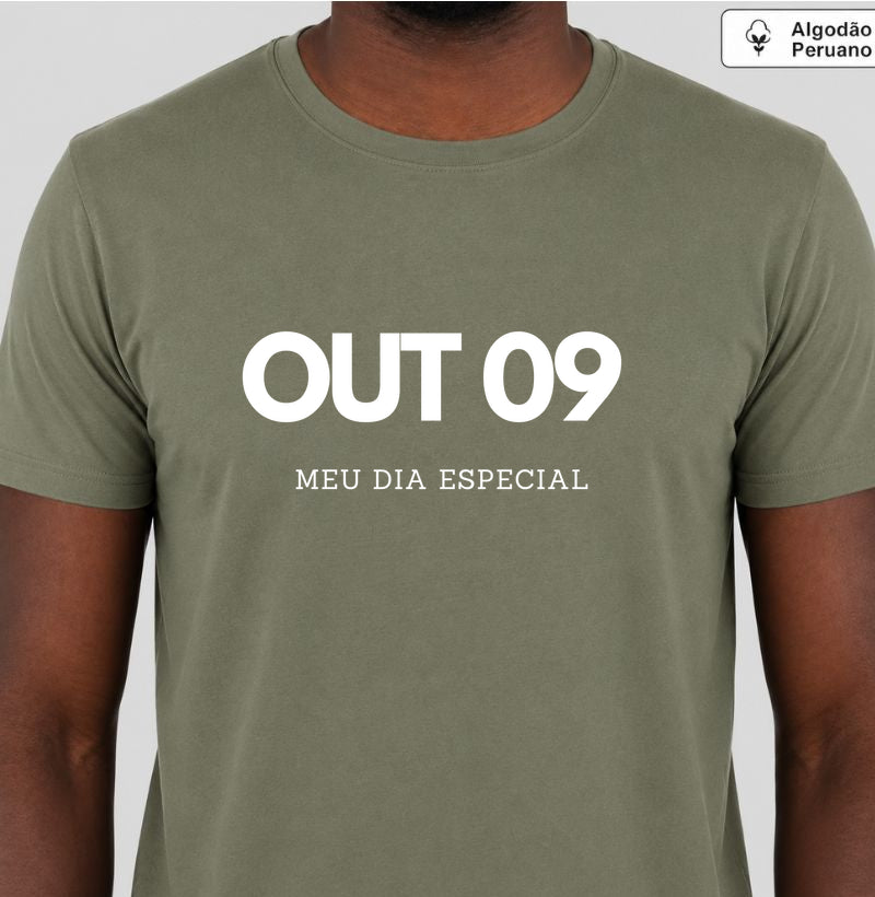 Camiseta Algodão Peruano 09 de Outubro Meu Dia Especial