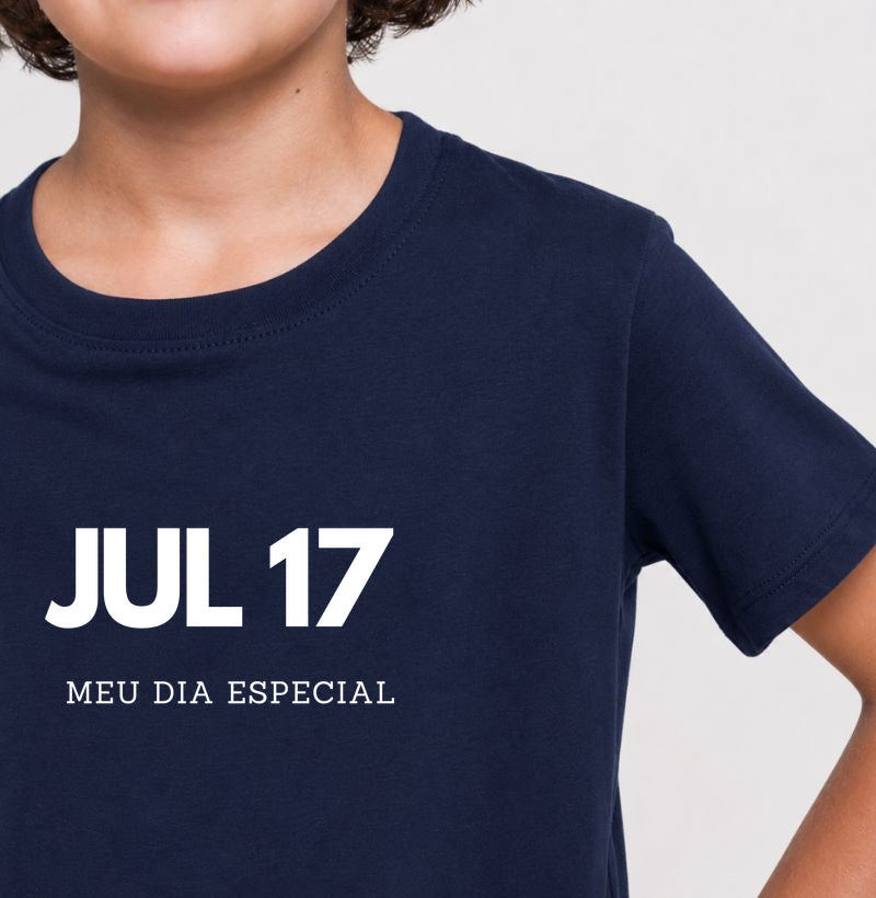 Camiseta Infantil 17 de Julho Meu Dia Especial