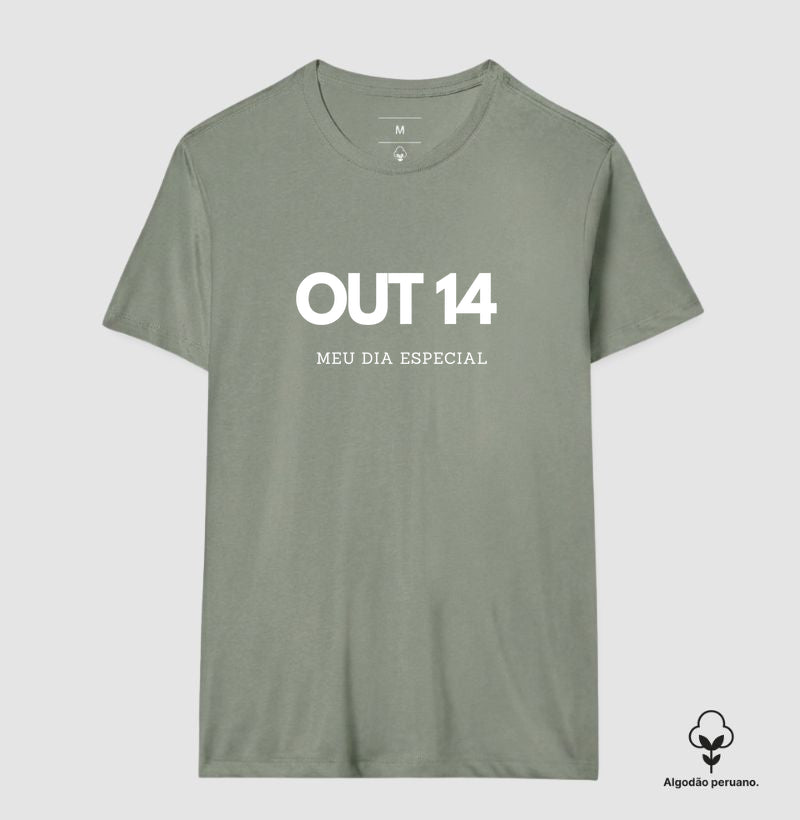 Camiseta Algodão Peruano 14 de Outubro Meu Dia Especial