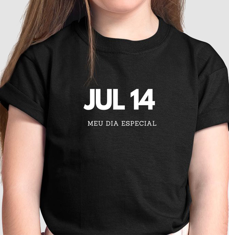 Camiseta Infantil 14 de Julho Meu Dia Especial