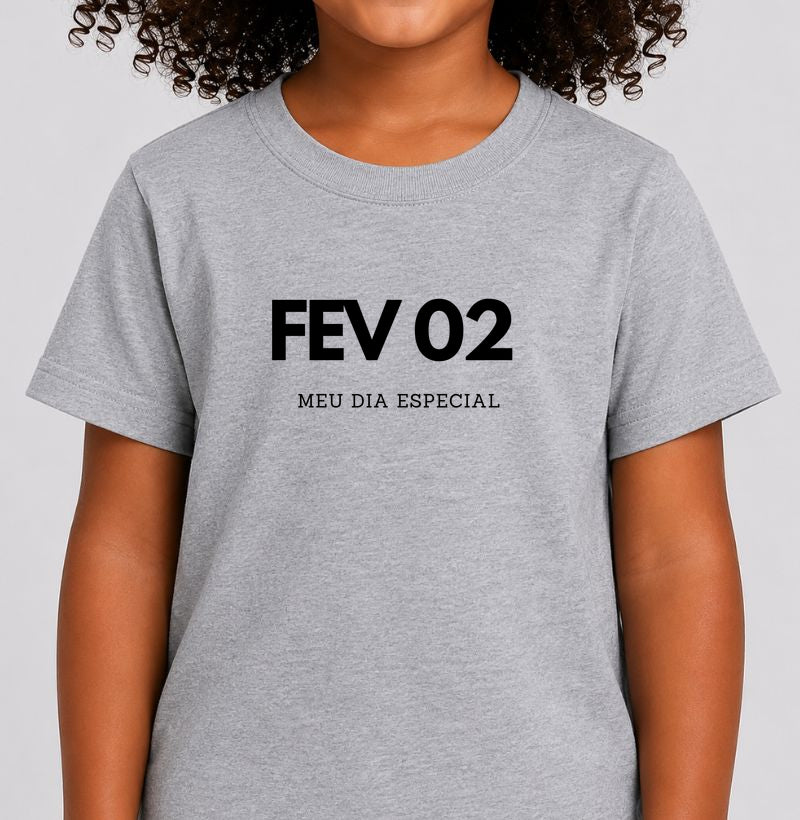 Camiseta Infantil 02 de Fevereiro Meu Dia Especial