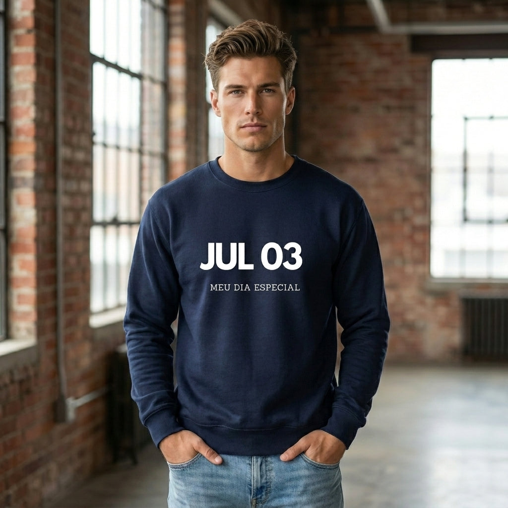 Blusa de Moletom Suéter 03 de Julho Meu Dia Especial