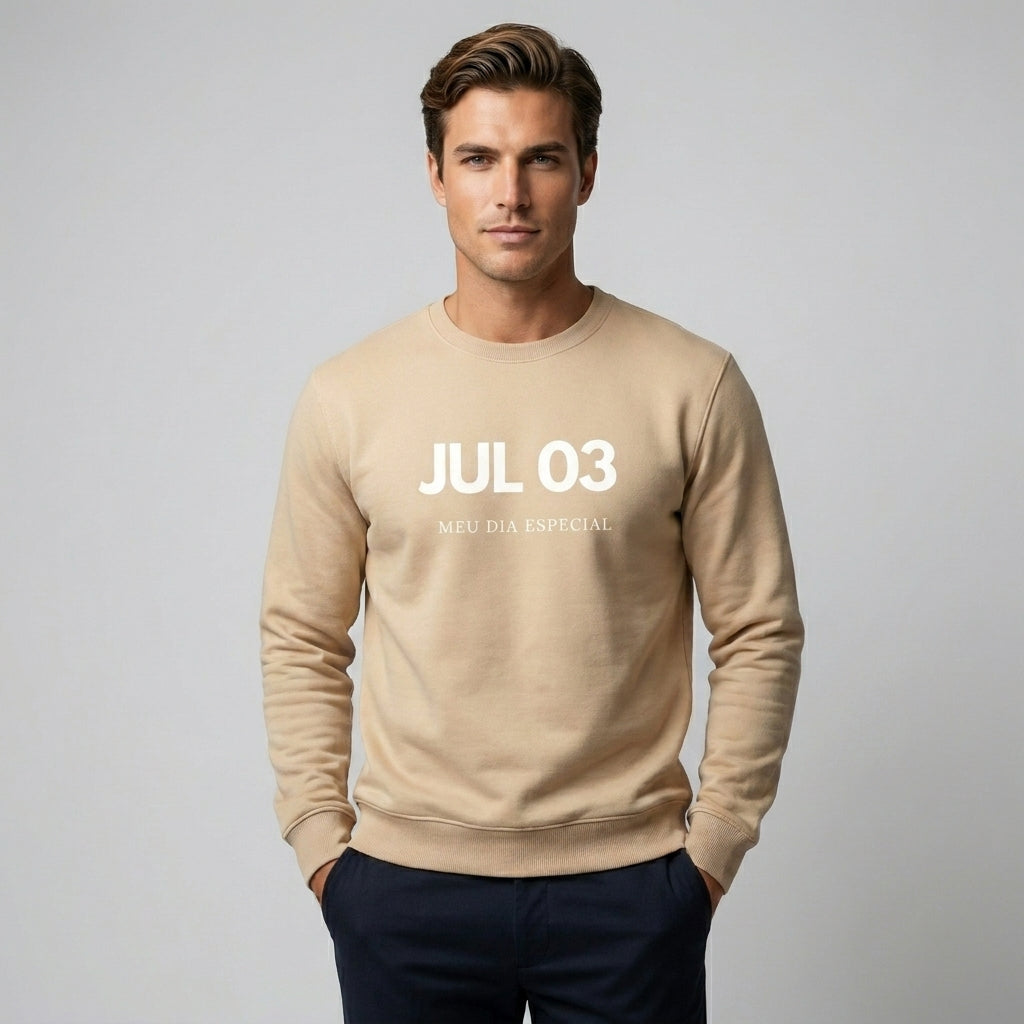 Blusa de Moletom Suéter 03 de Julho Meu Dia Especial