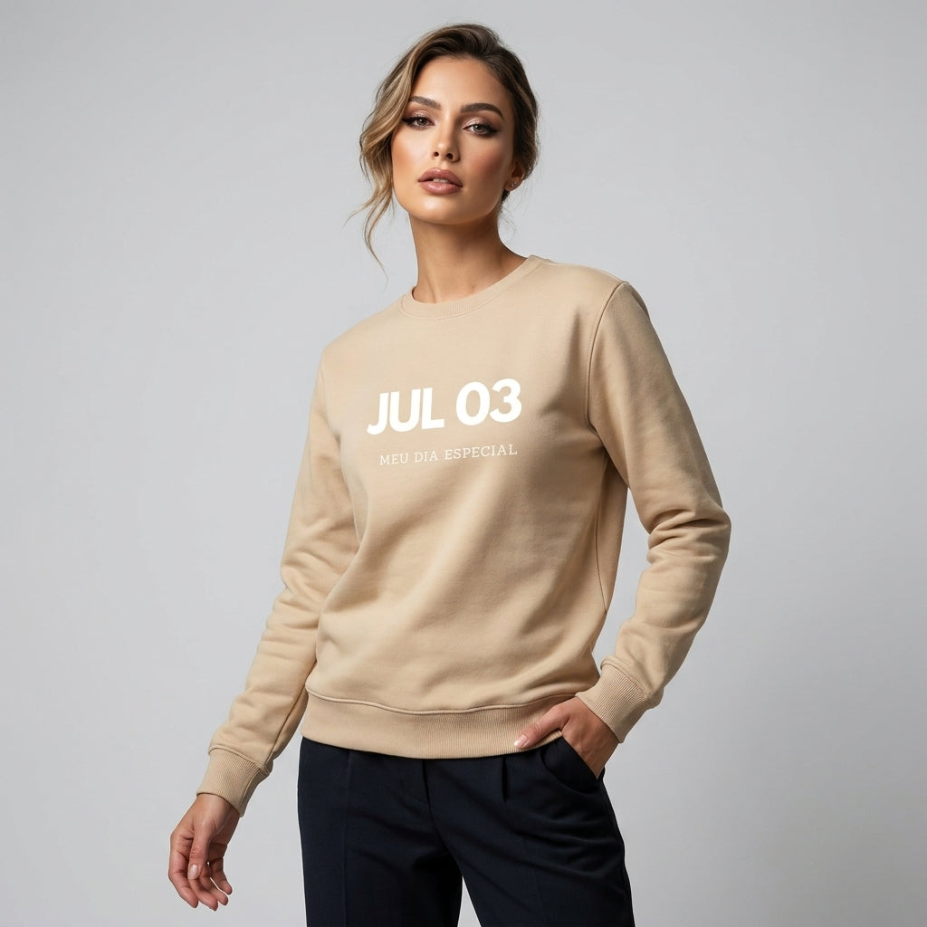Blusa de Moletom Suéter 03 de Julho Meu Dia Especial