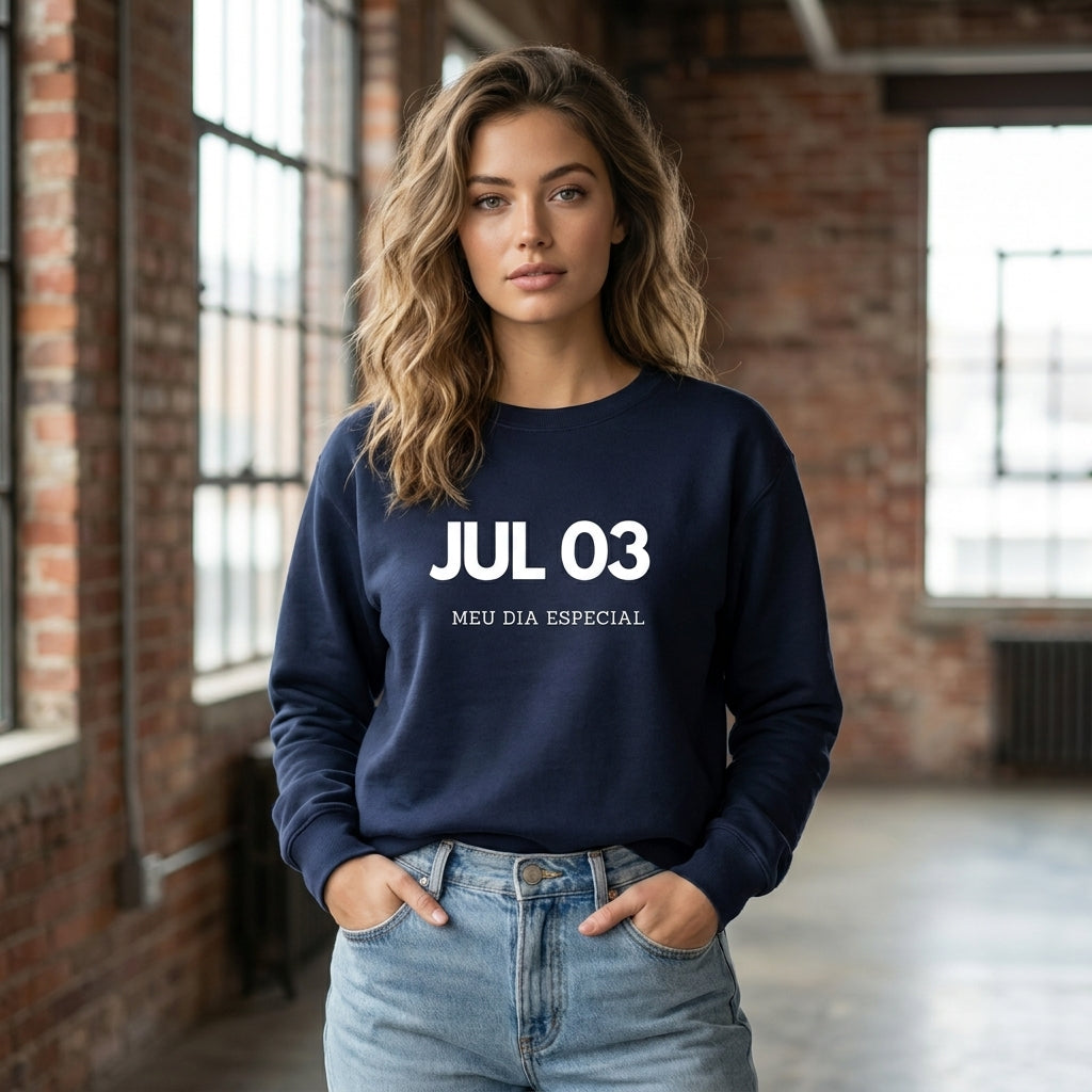 Blusa de Moletom Suéter 03 de Julho Meu Dia Especial