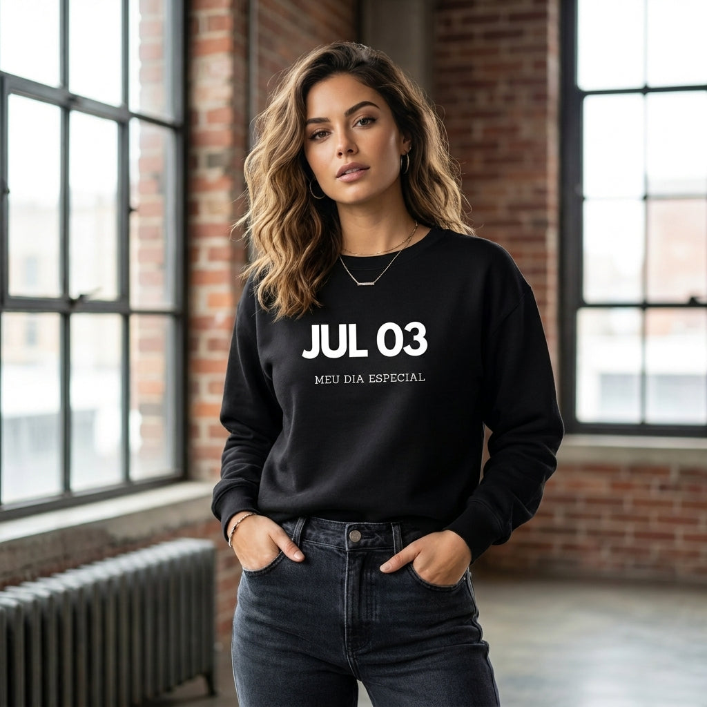 Blusa de Moletom Suéter 03 de Julho Meu Dia Especial