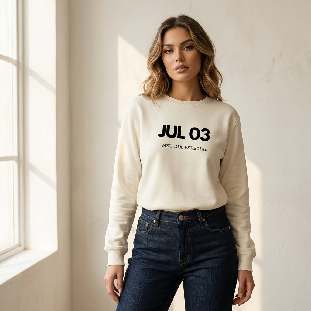 Blusa de Moletom Suéter 03 de Julho Meu Dia Especial