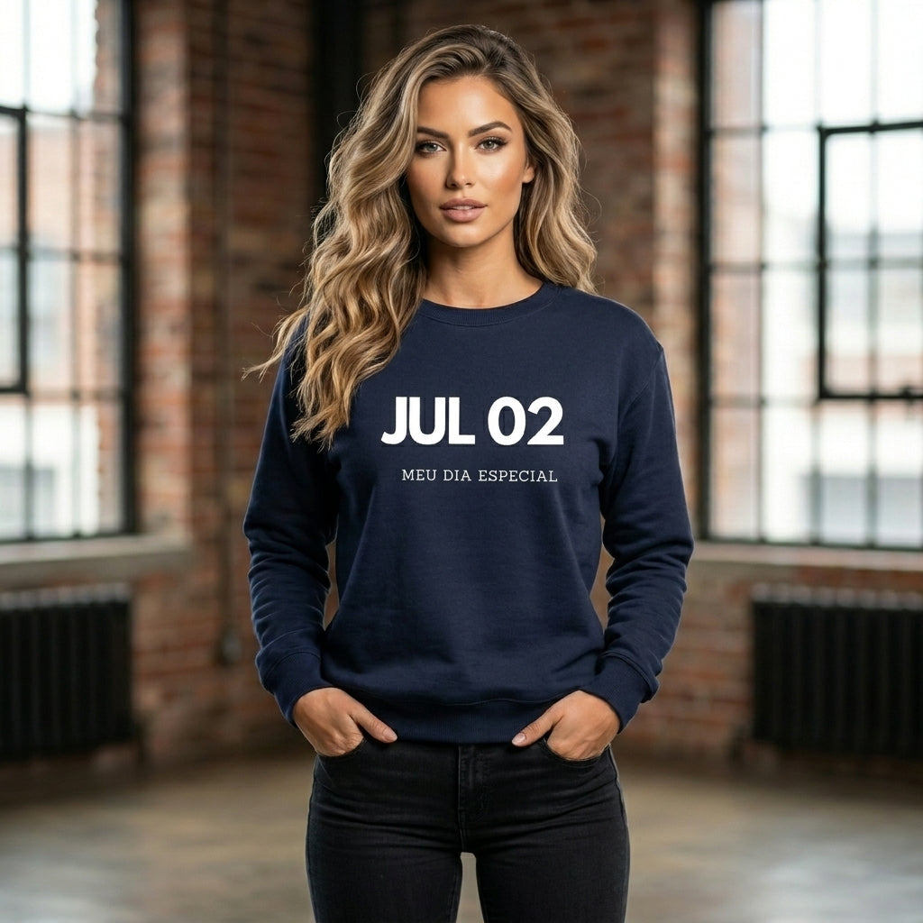 Blusa de Moletom Suéter 02 de Julho Meu Dia Especial