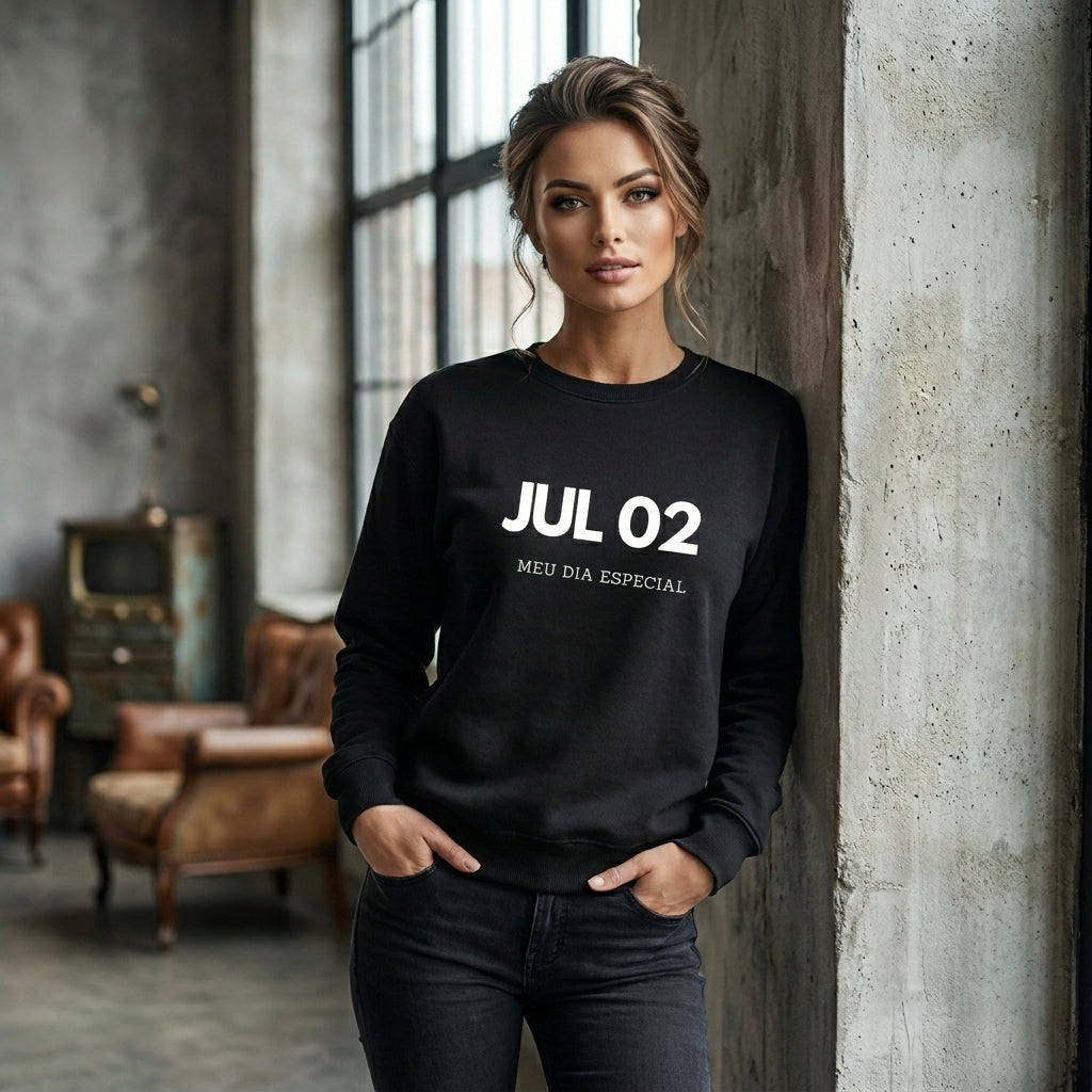Blusa de Moletom Suéter 02 de Julho Meu Dia Especial
