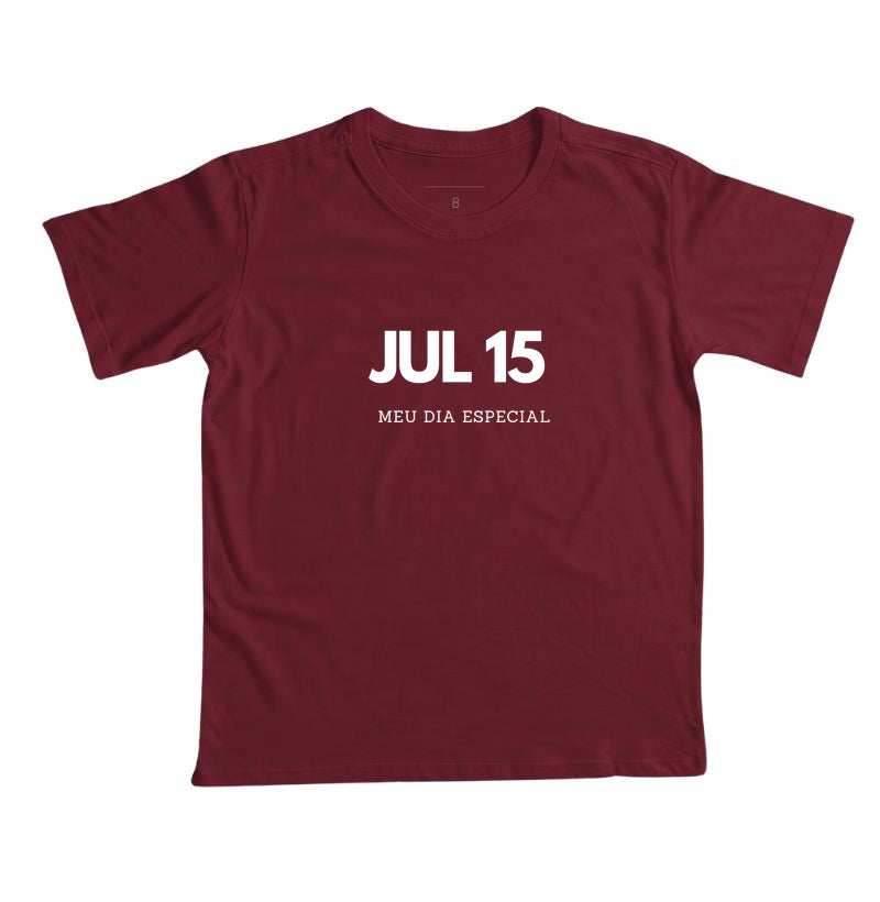 Camiseta Infantil 15 de Julho Meu Dia Especial