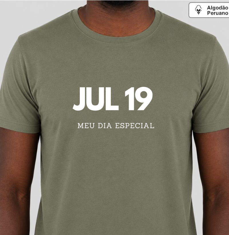 Camiseta Algodão Peruano 19 de Julho Meu Dia Especial
