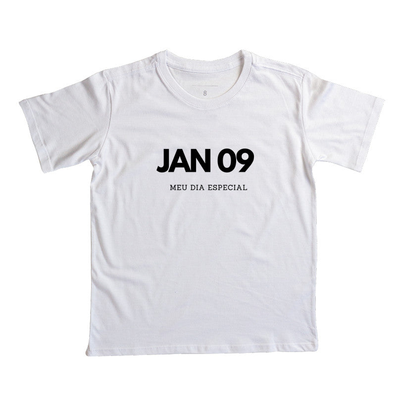 Camiseta Infantil 09 de Janeiro Meu Dia Especial