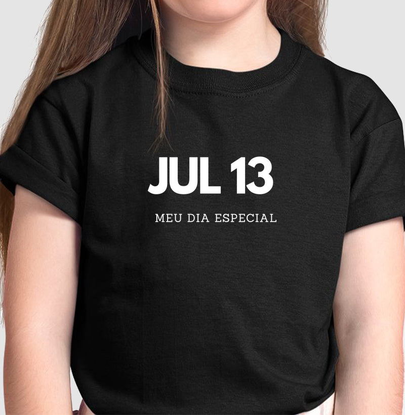 Camiseta Infantil 13 de Julho Meu Dia Especial