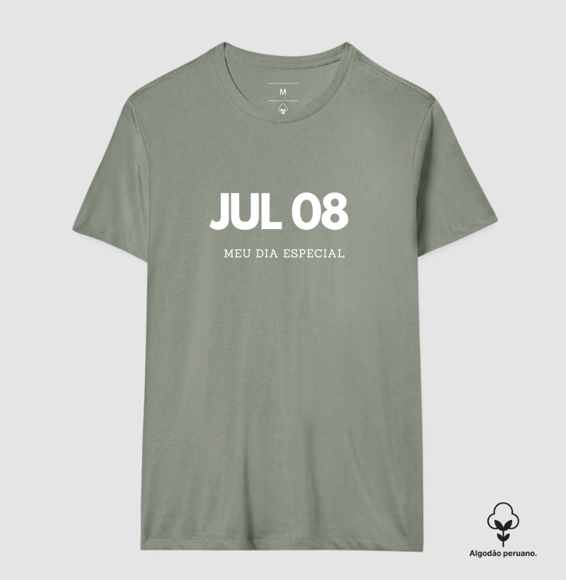 Camiseta Algodão Peruano 08 de Julho Meu Dia Especial