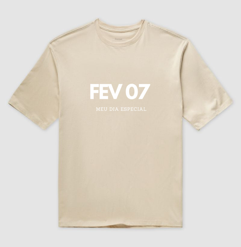 Camiseta Oversized 07 de Fevereiro Meu Dia Especial