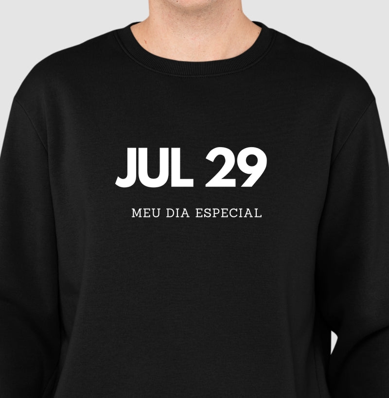 Blusa de Moletom Suéter 29 de Julho Meu Dia Especial