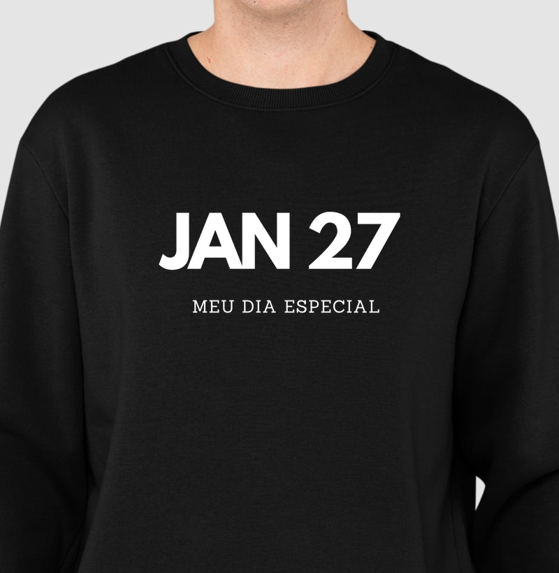 Blusa de Moletom Suéter 27 de Janeiro Meu Dia Especial