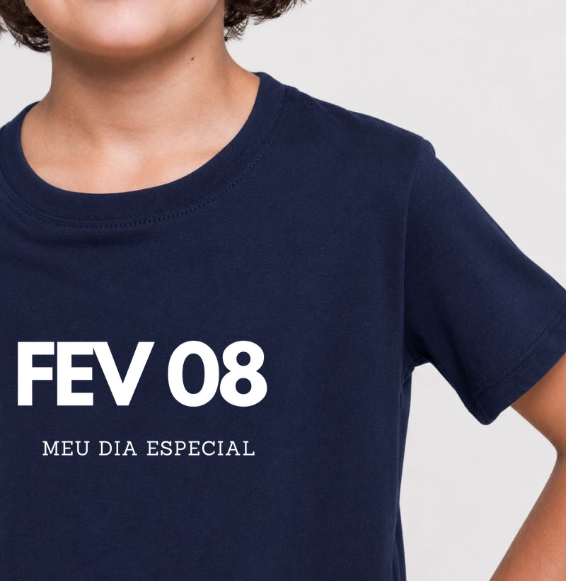 Camiseta Infantil 08 de Fevereiro Meu Dia Especial